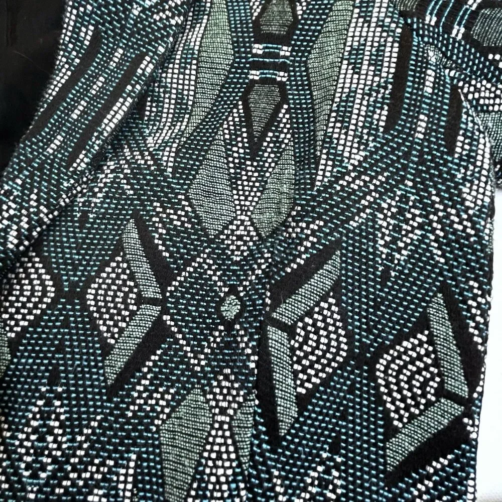 Acoté Anthropologie French Fabric Jacquard Blue Green Artsy Blazer Size 1 - XS-S